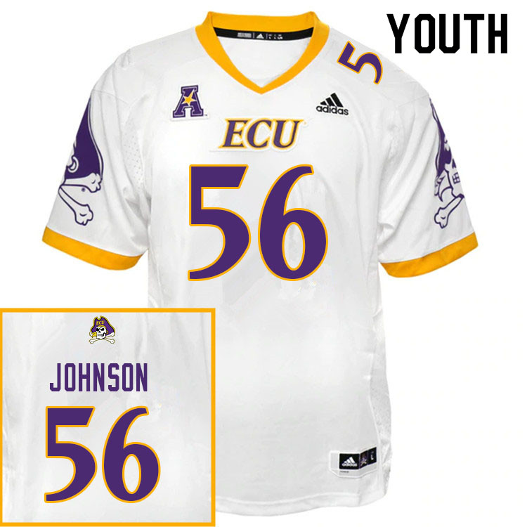 Youth #56 D'Anta Johnson ECU Pirates College Football Jerseys Sale-White